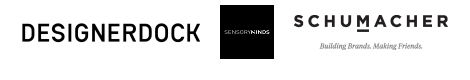 Logos der Supporter Designerdock, Sensory Minds, Schumacher Design