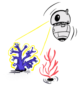 Roboter beim Scannen der Korallen 